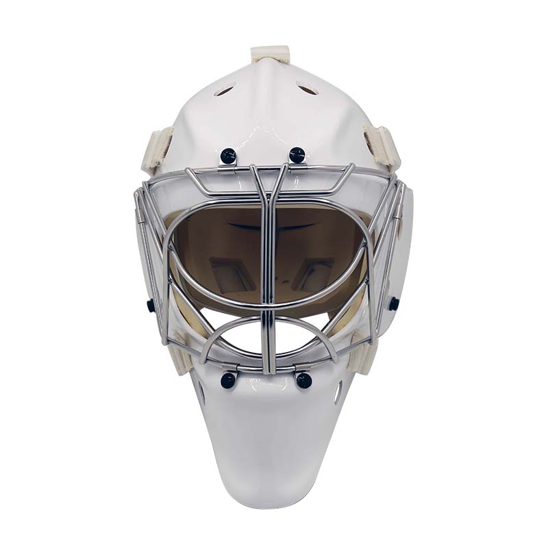 ကြောင်မျက်လုံးလှောင်အိမ်ပါသော PC Shell Hockey Goalie ဦးထုပ်ဆောင်းခြင်း