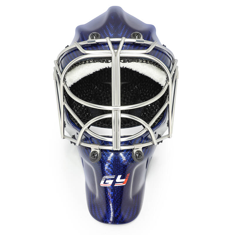 3D ရိုက်နှိပ်ထားသော Cat Eye Lining ပါသော အကြီးတန်း Pro Hockey Goalie ဦးထုပ်- စွမ်းဆောင်ရည်မြင့်